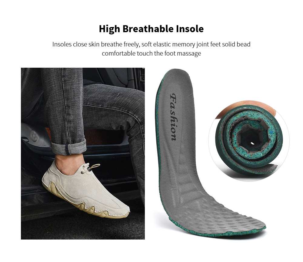 Men's Leather Soft Bottom Breathable Bean Driving Shoes - Sand Color 2031 46